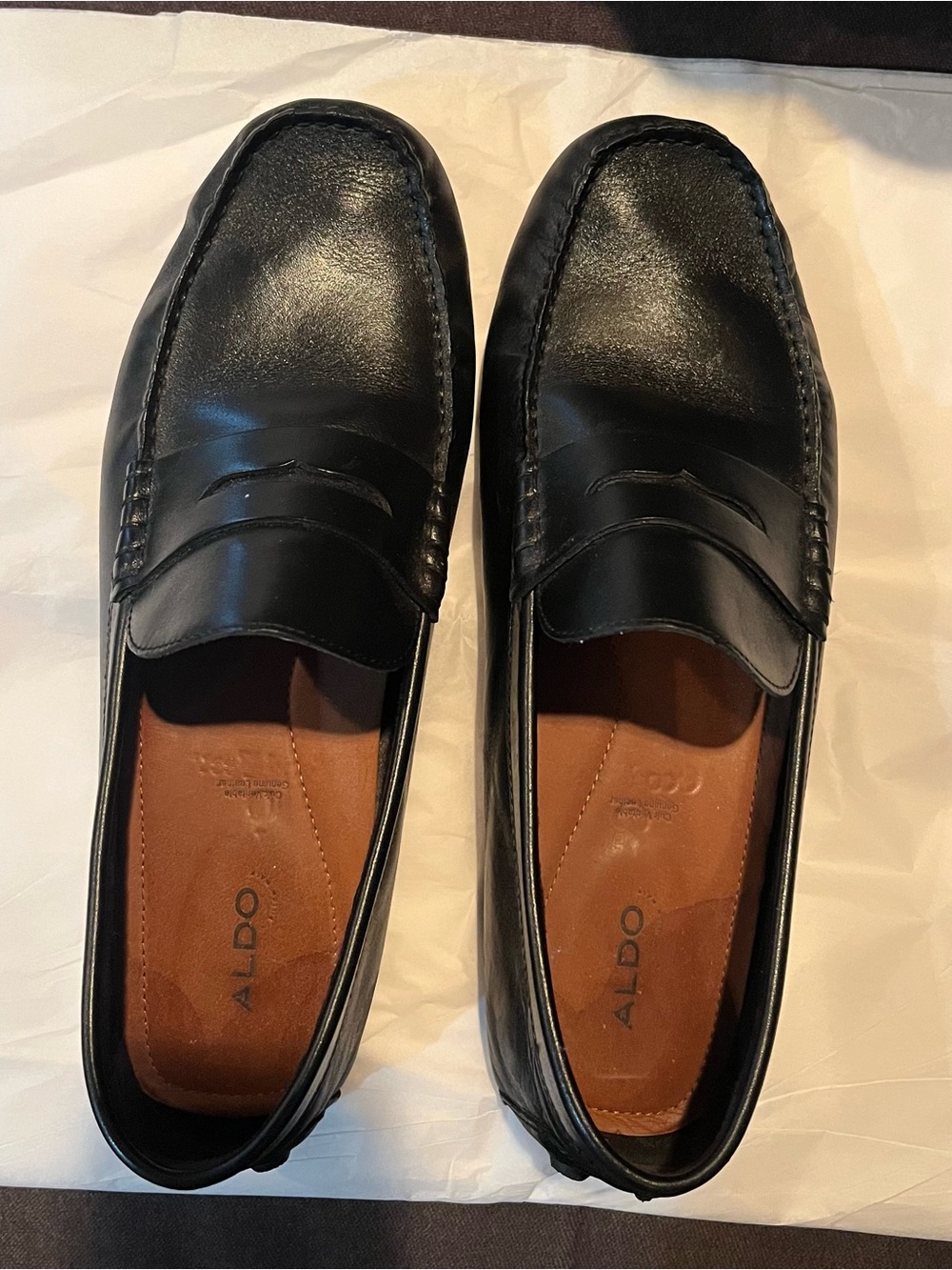ALDO Black Leather Penny Loafers for Men Size 11